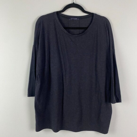 Cut Loose 3/4 Sleeve Pleated Back Knit Top Size Large Dark Gray - Picture 1 of 10